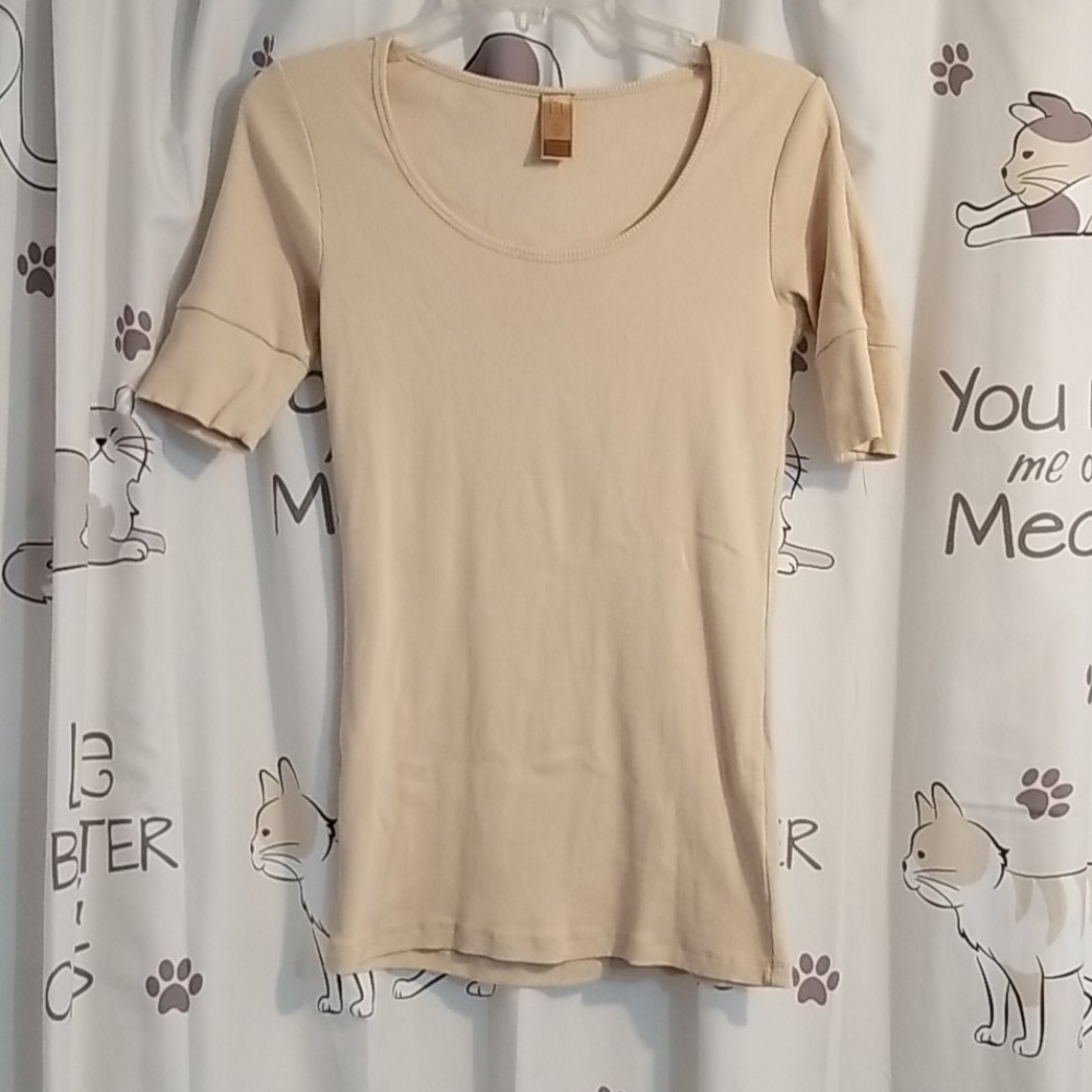 Tan ribbed tee - medium/tall